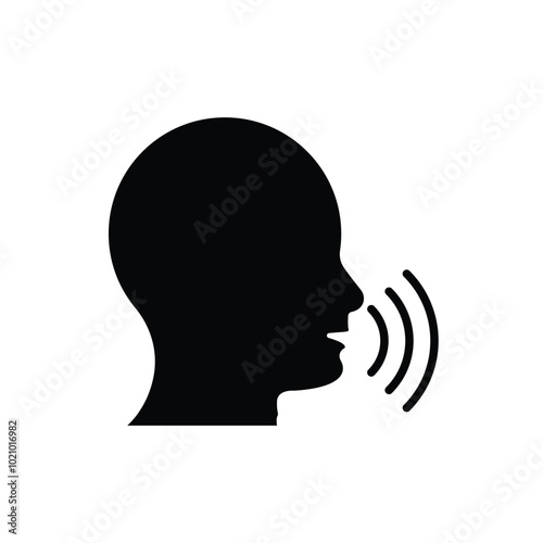 Speak icon, talk or talking person sign, speech icon for interview, interact and talks controls, man with open mouth – stock vector