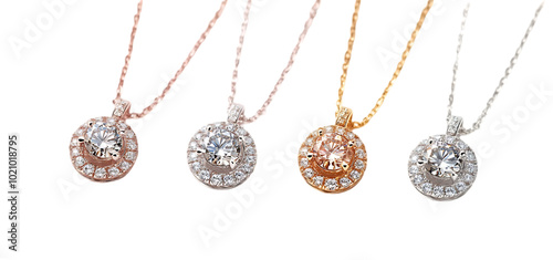 three set of diamond pendant isolated transparent background