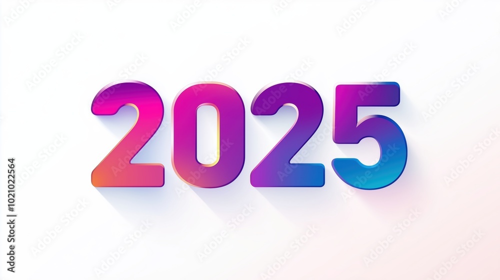 Happy begining New Year Celebration start 2025 Sparkles Banner, With colorful number illustrations Happy begining New Year Celebration start 2025 Sparkles Banner, With colorful number illustrations