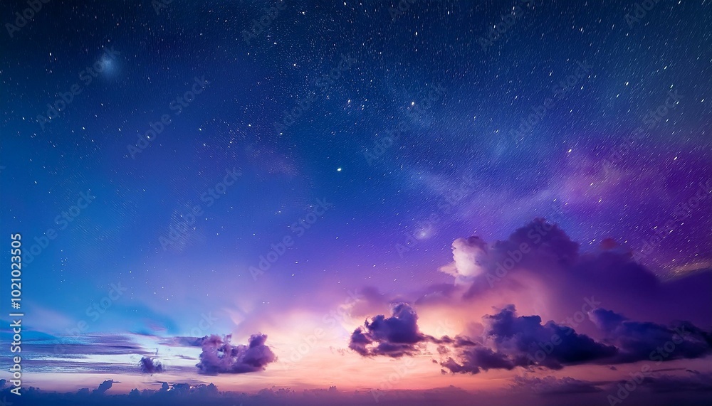 Naklejka premium Starry night sky with clouds