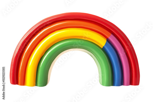 Colorful die-cut rainbow on a white isolated background.