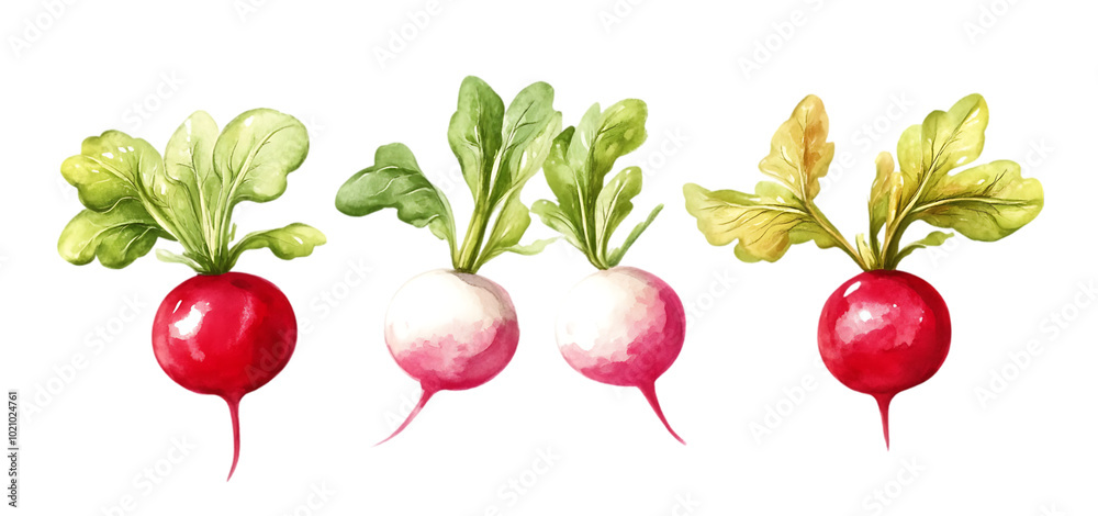 three set of Radish Vegetables Fresh and Crisp isolated transparent background three set of Radish Vegetables Fresh and Crisp isolated transparent background