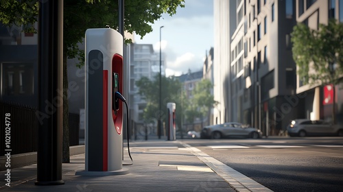 Electric Vehicle Charging Station on a City Street photo