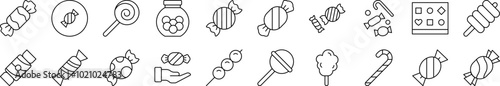 Candy Line Icon Collection. Editable Stroke. Perfect for Infographics, Articles, Books, Flyers, Banners