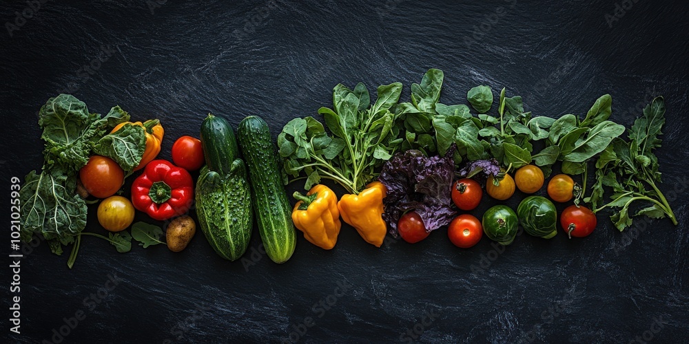 Colorful array of fresh vegetables on a dark textured background, showcasing variety and freshness. Colorful array of fresh vegetables on a dark textured background, showcasing variety and freshness.