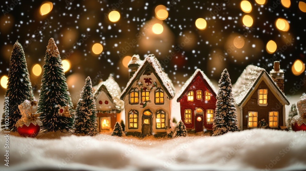 Snow-covered Christmas village with twinkling lights and festive decorations, symbolizing happiness and a new beginning in the holiday season. Snow-covered Christmas village with twinkling lights and festive decorations, symbolizing happiness and a new beginning in the holiday season.