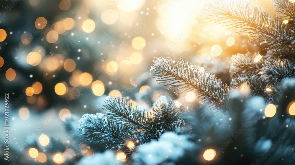 custom made wallpaper toronto digitalSnow-covered pine trees with twinkling lights and festive decorations, symbolizing the happiness and fresh starts of the holiday season.