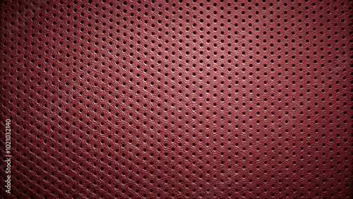 Closeup of a Red Perforated Leather Texture with a Distinctive Circular Pattern