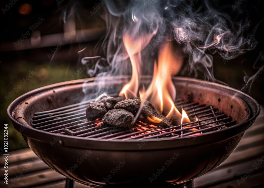 Breathe life into your BBQ photography! Capture charcoal starter smoke rising from the grill in low light for stunning, mouthwatering visual