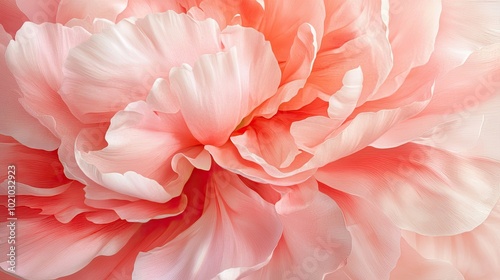 A beautiful pink peony in full bloom, with layers of soft petals creating a lush texture