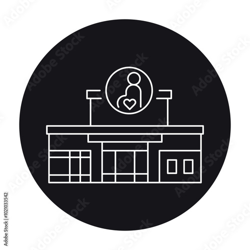 Maternity hospital black line icon.