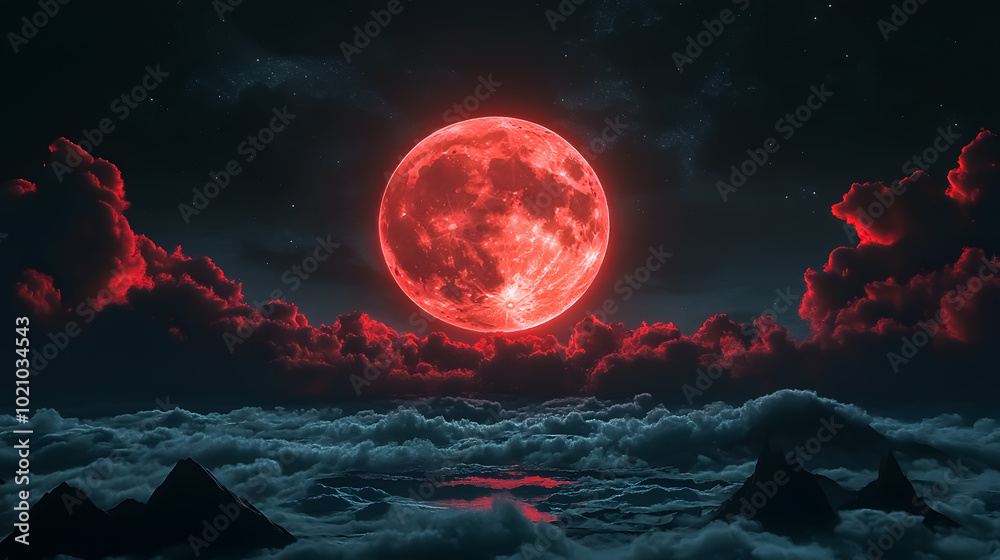 Red Moon Art: Artistic representation of a red moon, focusing on its vivid color. Red Moon Art: Artistic representation of a red moon, focusing on its vivid color.