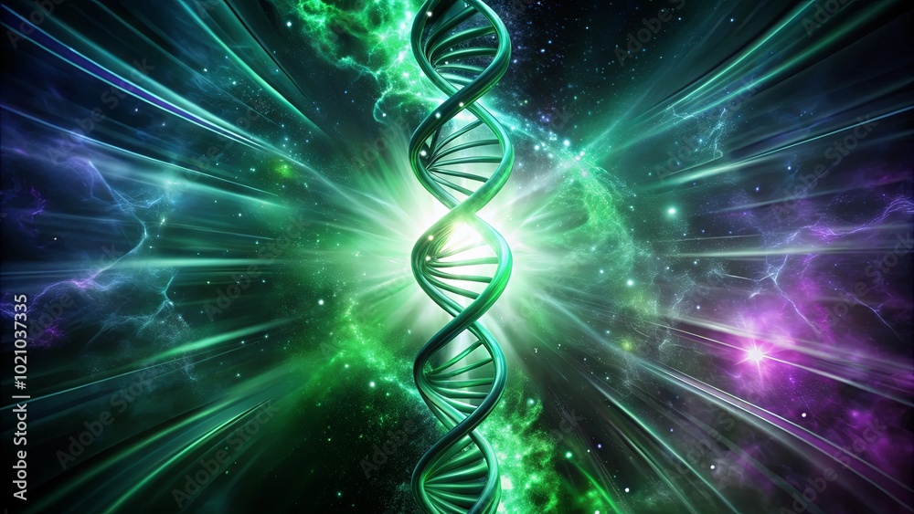 The Cosmic Symphony of Life's Blueprint, a Radiant Dance of DNA Within a Nebula of Starlight The Cosmic Symphony of Life's Blueprint, a Radiant Dance of DNA Within a Nebula of Starlight