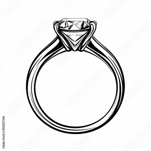 A simple illustration of a diamond engagement ring with a classic design.