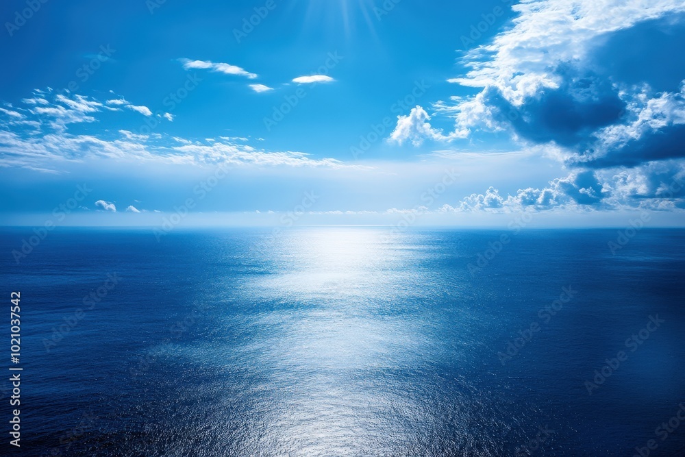 Fototapeta premium The sky is blue and the clouds are white, generative ai image