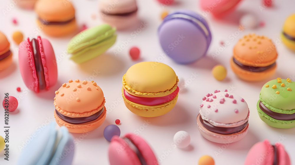Fototapeta premium Macarons dessert 3D