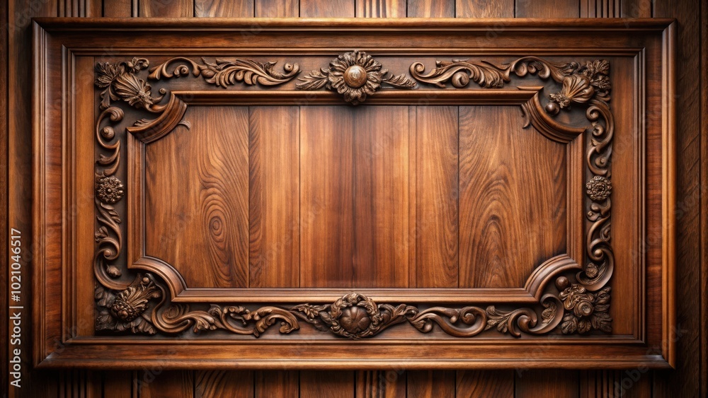 Intricately Carved Wooden Panel With Ornate Floral Motifs and a Rich Brown Finish Intricately Carved Wooden Panel With Ornate Floral Motifs and a Rich Brown Finish