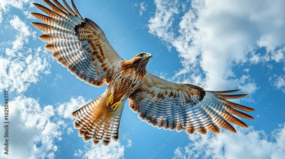 Fototapeta premium A majestic honey buzzard flying against the sky