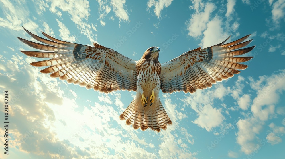 Fototapeta premium A majestic honey buzzard flying against the sky