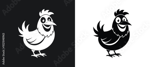 Roost chicken black and white silhouette vector illustration