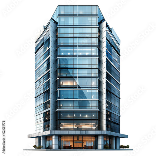 Tall office building realistic image on transparent background