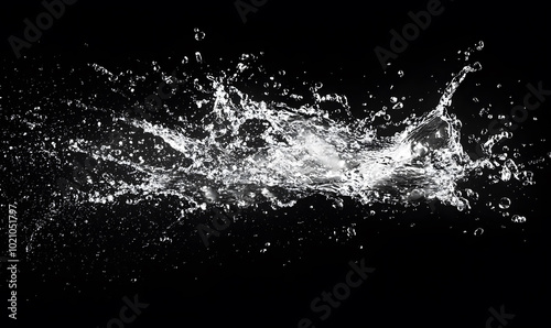 Dynamic Water Droplets Isolated on Black Background – High-Speed Captures, Ripples, Splashes, and Mist in Elegant Motion