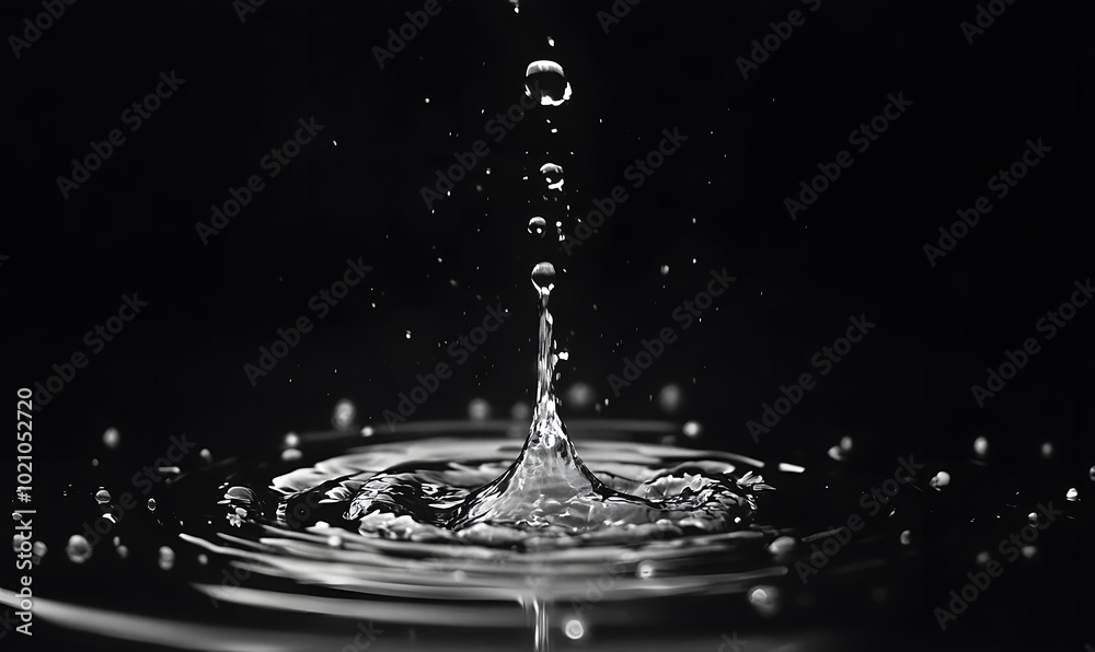 Dynamic Water Droplets Isolated on Black Background – High-Speed Captures, Ripples, Splashes, and Mist in Elegant Motion Dynamic Water Droplets Isolated on Black Background – High-Speed Captures, Ripples, Splashes, and Mist in Elegant Motion