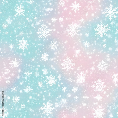 Pastel Snowing with seamless pattern