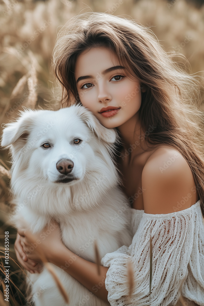 Young woman smiling joyfully while holding a small golden dog, likely a puppy, close to her face. Both are looking directly at the camera,
People and pets, Young woman smiling joyfully while holding a small golden dog, likely a puppy, close to her face. Both are looking directly at the camera,
People and pets,