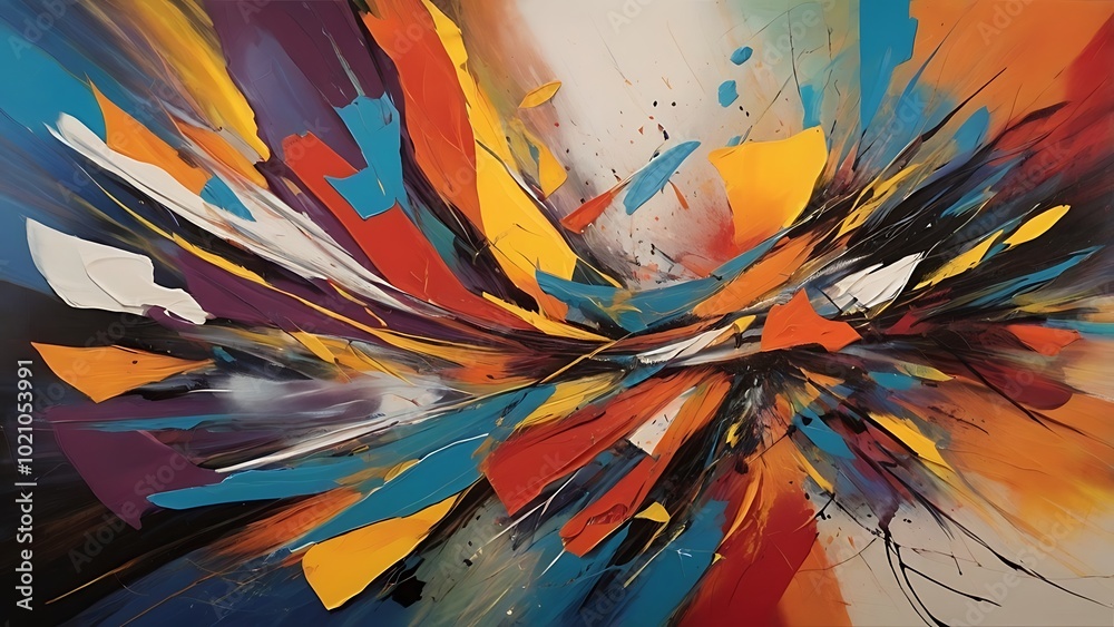 A canvas filled with bold abstract art strokes in vibrant colors, representing the freedom of expression and the power of creativity to break traditional boundaries.
