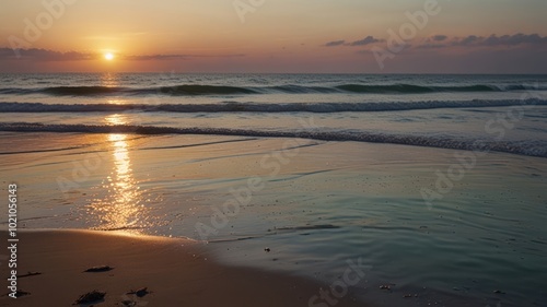 Wallpaper Mural A beautiful sunrise over the ocean with the sun reflecting off the water. Torontodigital.ca