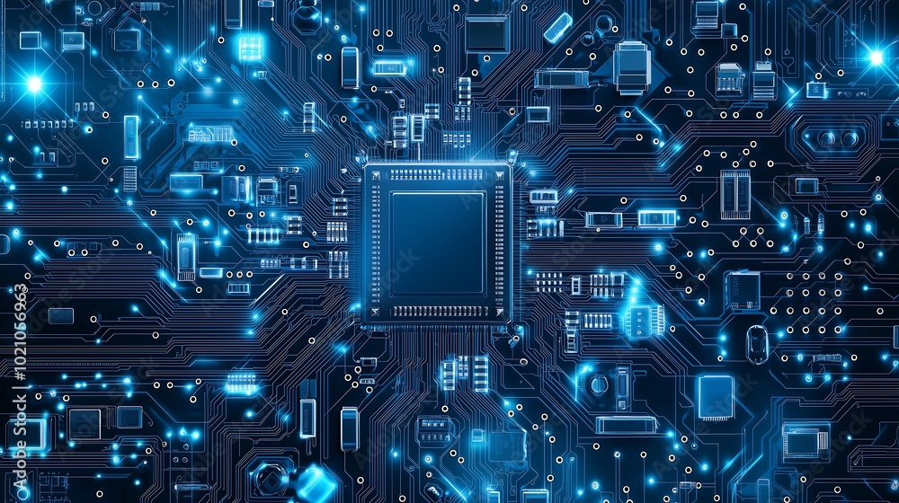 Fototapeta premium Cutting-Edge Circuit Design with Glowing Tech Details. Generative AI