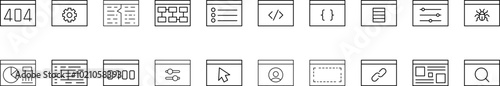 Brackets, Arrows, Gear etc Line Icon Collection. Editable Stroke. Perfect for Infographics, Articles, Books, Flyers, Banners