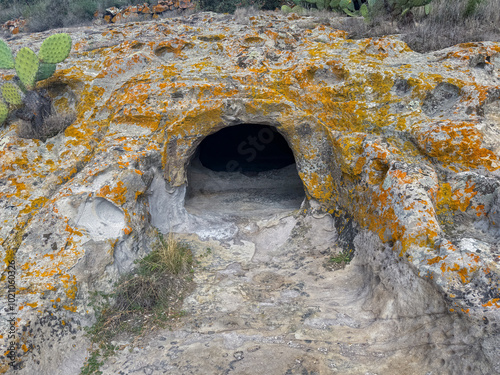 Domus de janas of sas Concas pre-nuragic and nuragic necropolis of Oniferi, Sardinia photo