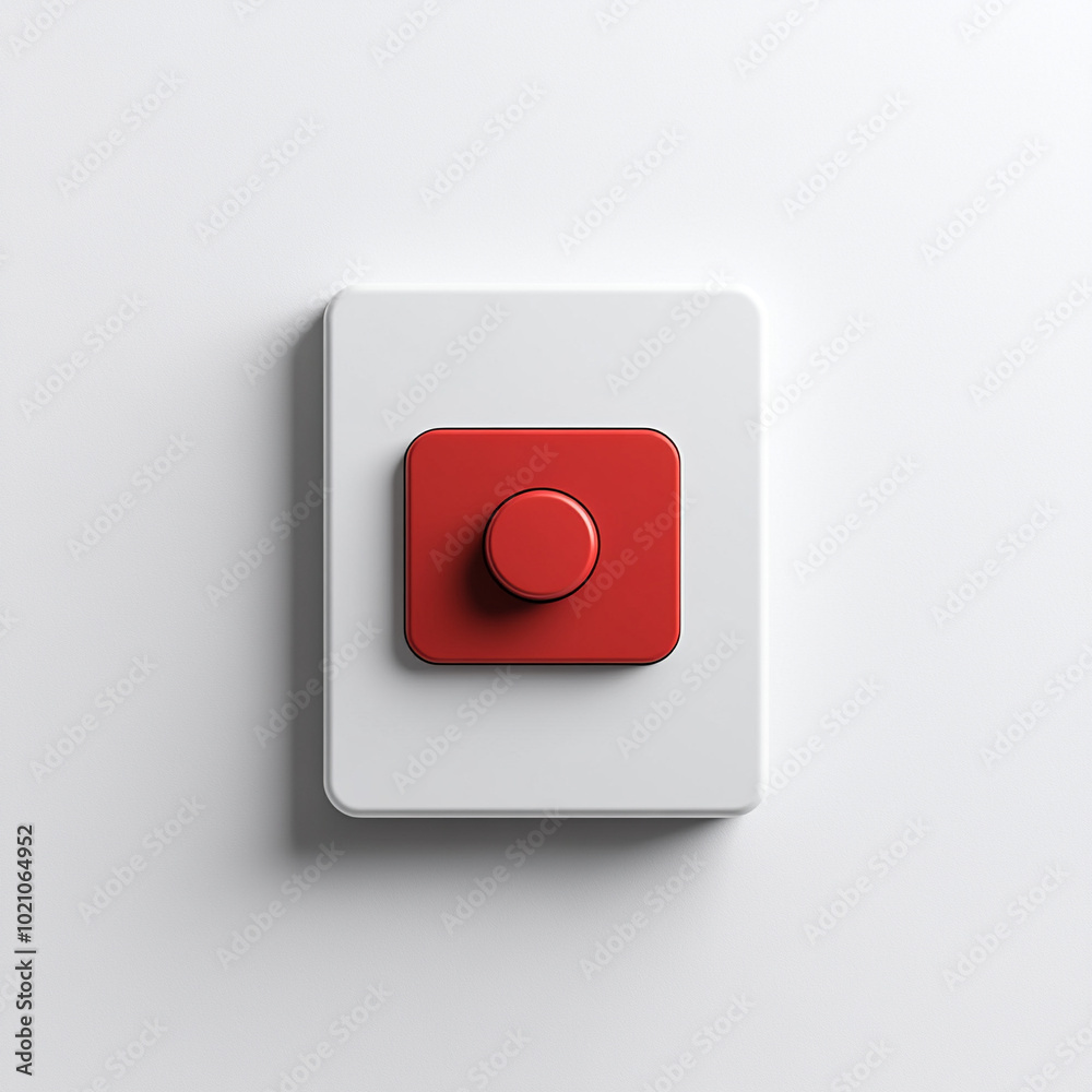 Red button switch on a white isolated background. Red button switch on a white isolated background.