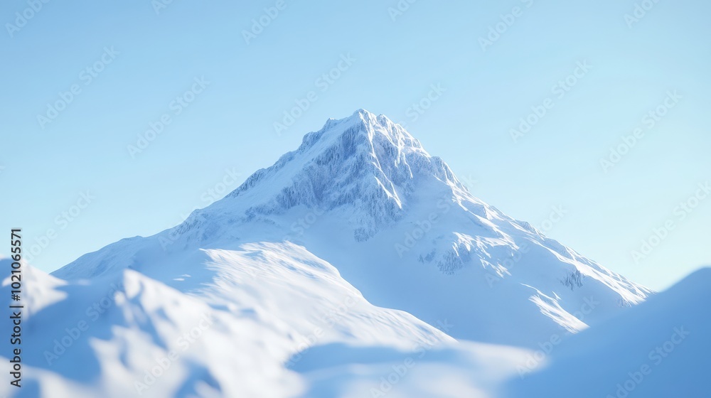 Majestic snow-covered mountain peak under a clear blue sky. Majestic snow-covered mountain peak under a clear blue sky.