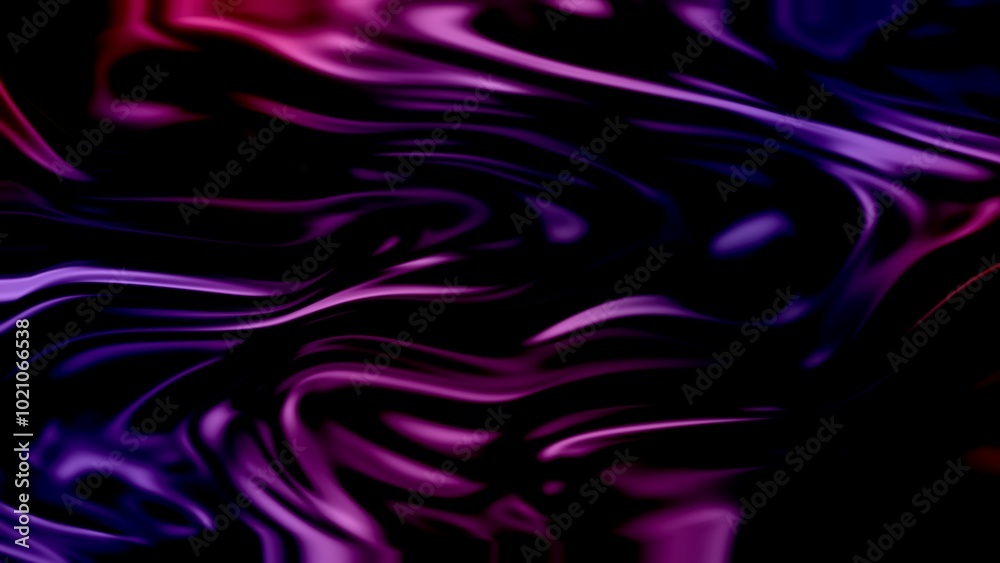 Fototapeta premium Abstract liquid metal gradient background, iridescent holographic foil, metallic luxury marble texture, line wavy wallpaper, fluid ripples, liquid metal surface dark red pink purple colors.