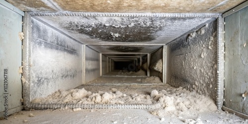 A View Inside a Dirty and Dusty Ventilation Shaft