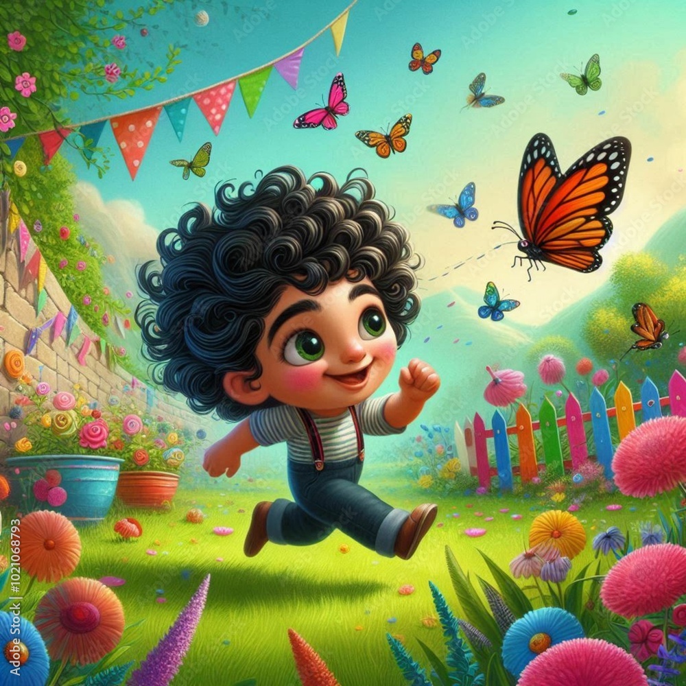 Naklejka premium child with butterfly