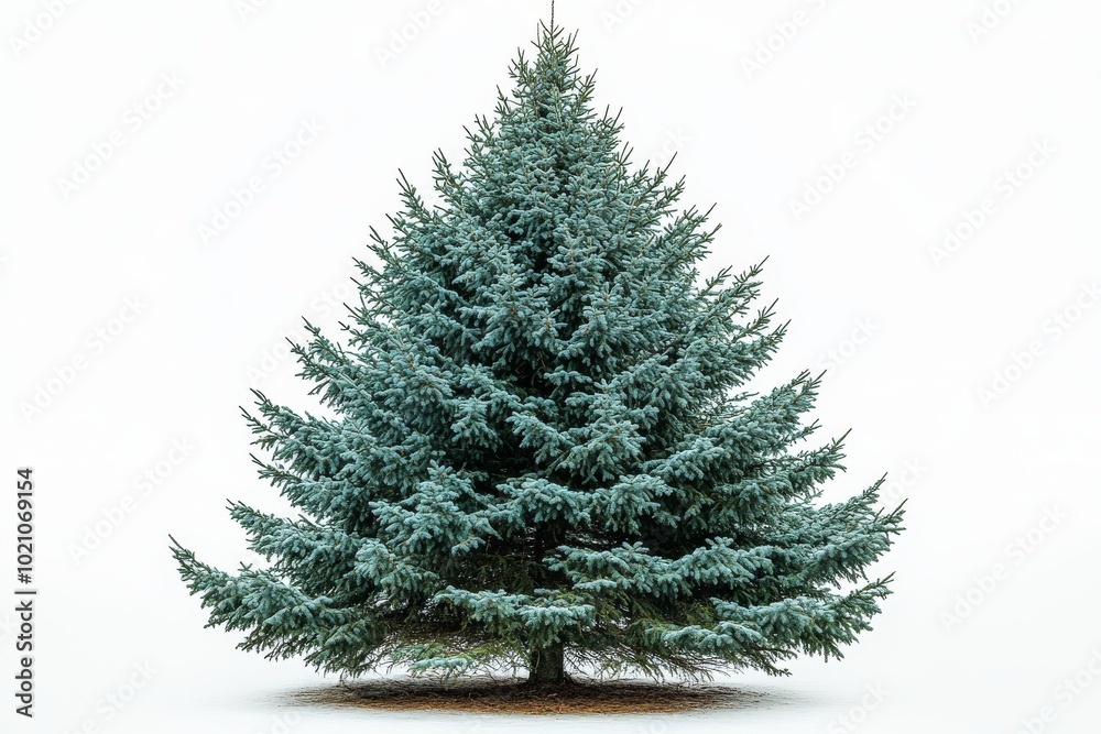 Fototapeta premium A large and dense spruce tree with triangular shape, deep green needles 
