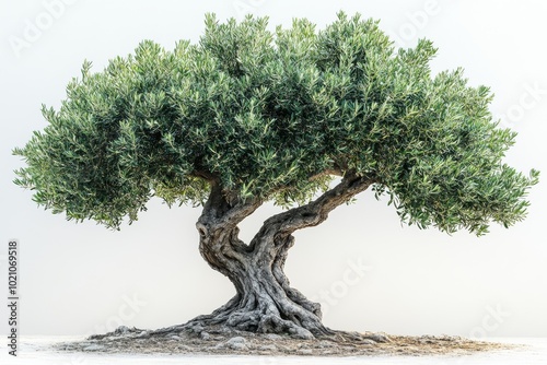 A lush olive tree with its silver-green leaves and thick, gnarled trunk