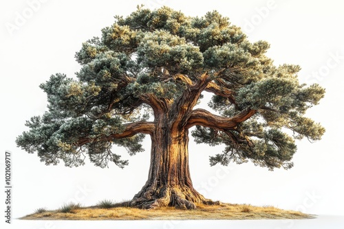 redwood tree with a massive trunk and rich reddish-brown bark photo