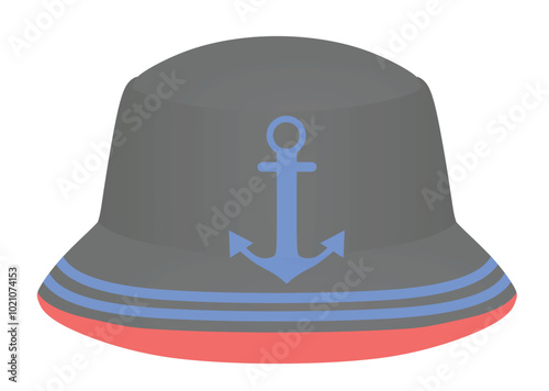 Grey sailor hat. vector illustration