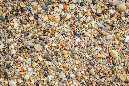 Sand Textur Nahaufnahme Bunte Steine Muscheln Strand Naturmaterialien Detailreiche Struktur Küstenoptik Natürliche Farben Hintergrund Dekor Texturiertes Muster Maritimes Design Detaillierte Fotografie photo