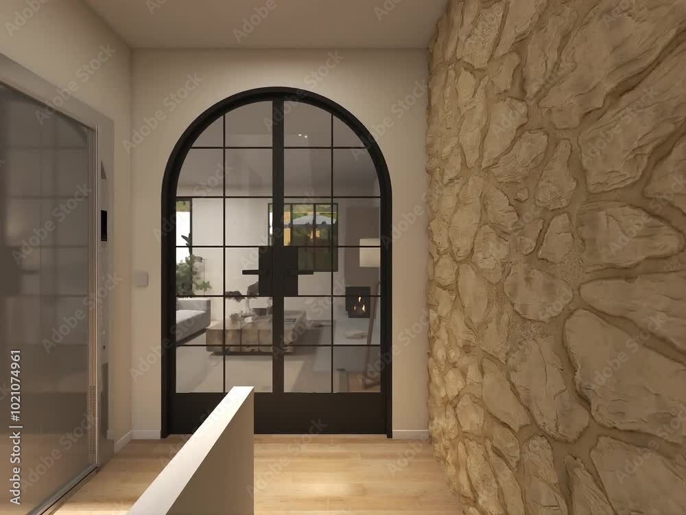 HALL RECIBIDOR DE CASA MEDITERRANEA DE LUJO CON BAÑOS MODERNOS