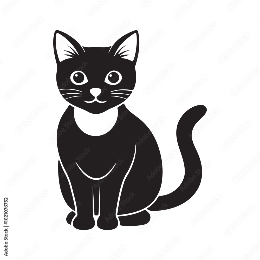 Black and white Cat. Minimalist Silhouette of a Sitting Cat for Pet-Themed Designs and Creative Art Projects. Black and white Cat. Minimalist Silhouette of a Sitting Cat for Pet-Themed Designs and Creative Art Projects.