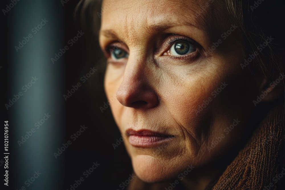 Close-up portrait of a woman with striking blue eyes, suitable for beauty and lifestyle images Close-up portrait of a woman with striking blue eyes, suitable for beauty and lifestyle images