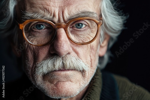 A close-up shot of an individual with glasses