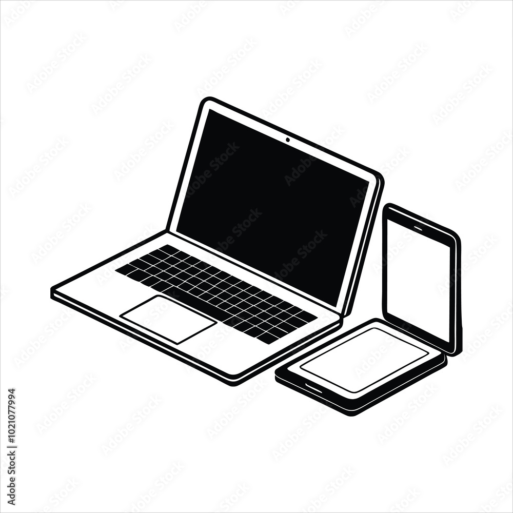 A 3D vector illustration of a laptop, mobile phone, and digital tablet PC, isolated on white with a clipping path. Perfect for tech-related projects, presentations, or digital product designs. A 3D vector illustration of a laptop, mobile phone, and digital tablet PC, isolated on white with a clipping path. Perfect for tech-related projects, presentations, or digital product designs.
