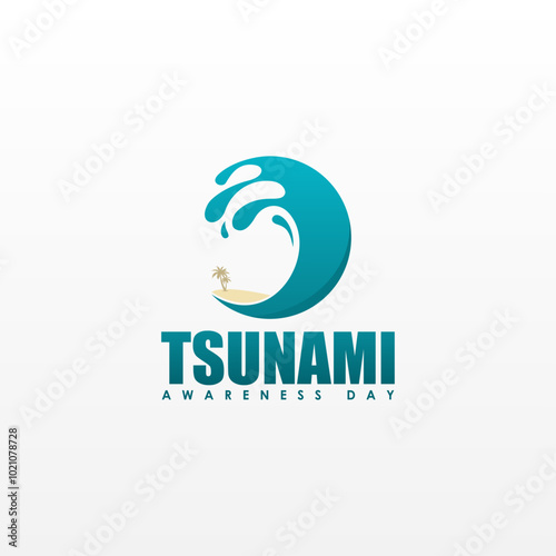 World Tsunami Awareness Day with high waves illustration